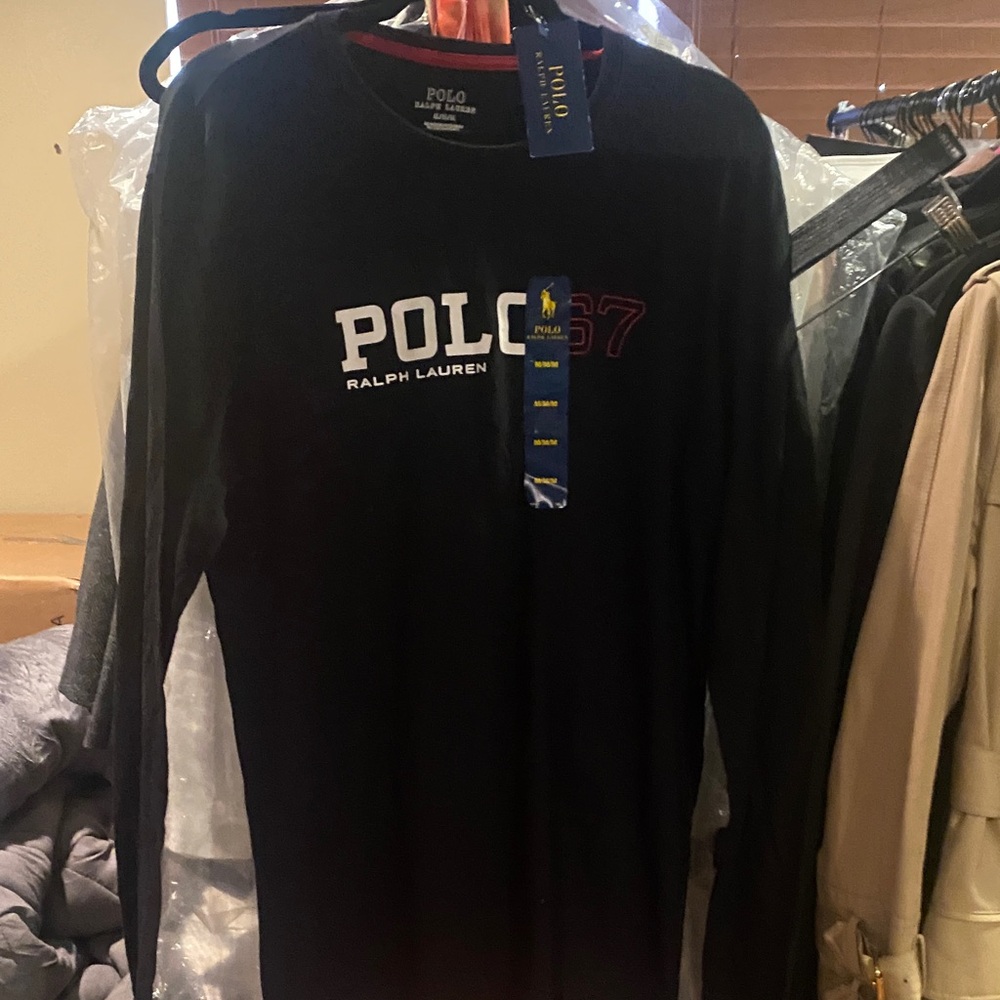 NWT Polo by Ralph Lauren Black Long-Sleeve Logo Tee no offers lowest priced